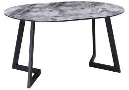 Стол стеклянный Алингсос черная шагрень / мрамор серый (100x76)