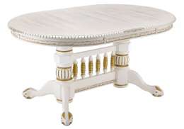 Стол деревянный Кантри 160 молочный с золотой патиной (107x78)